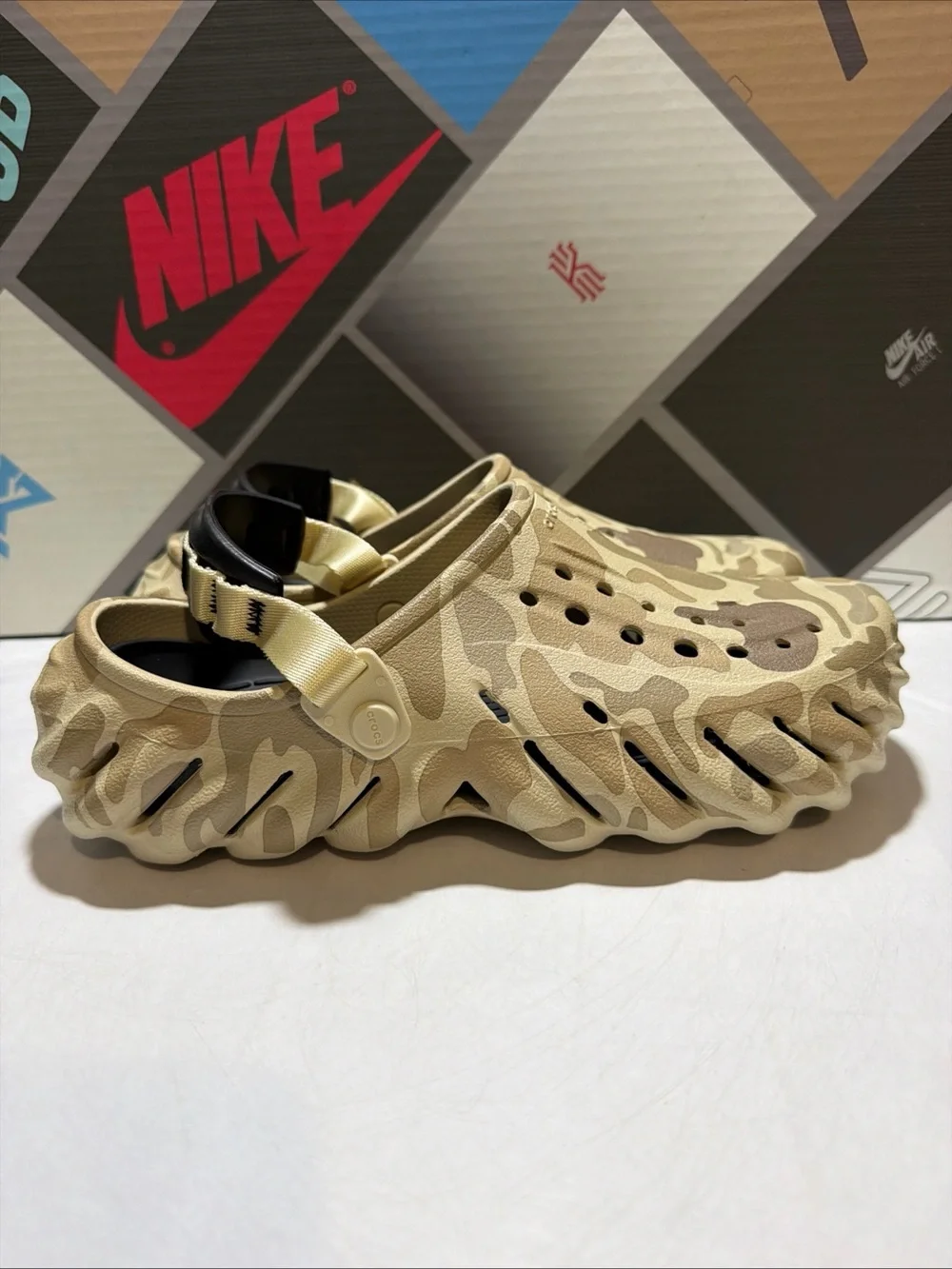 Crocs Echo Clogs Camo Tan Grey 211981-2YJ Mens Size 9 NWT